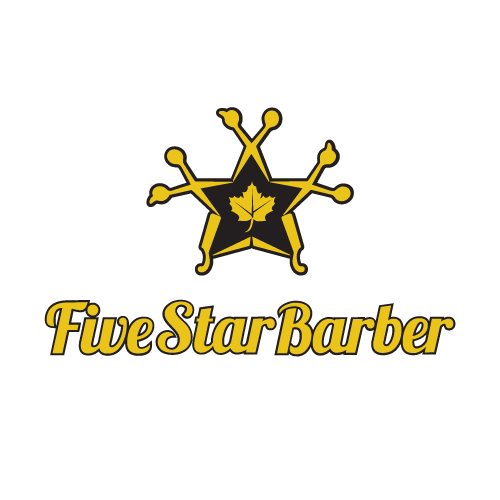 Five Star Barber Shop logo in gold